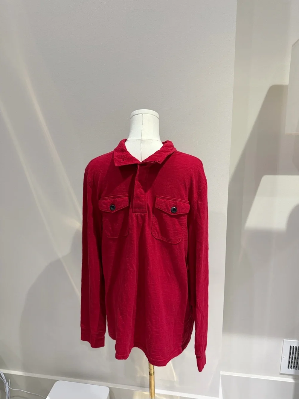 Banana Republic Deep Red Long-Sleeve Polo Shirt